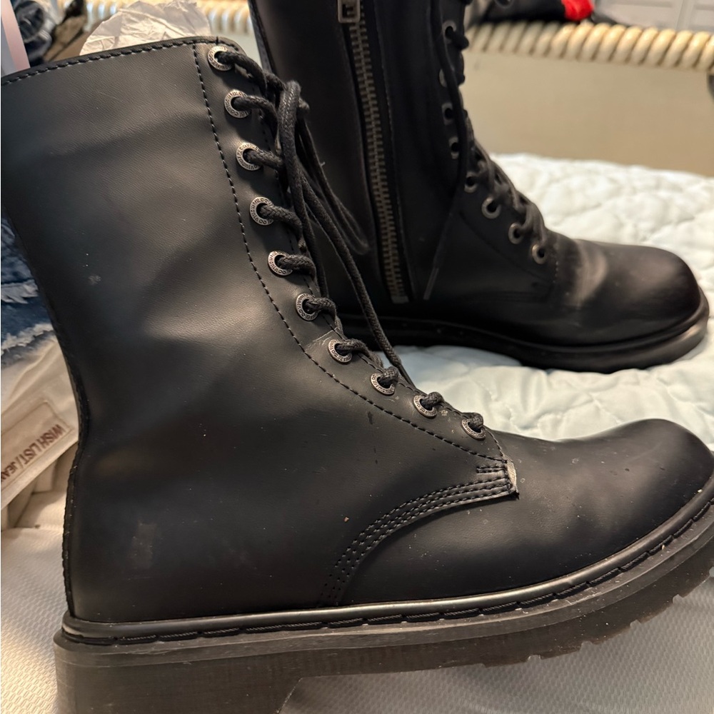 Black Lace-Up Combat Boots